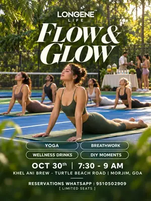 Flow & Glow: Yoga, Breathwork & Longevity Drinks poster